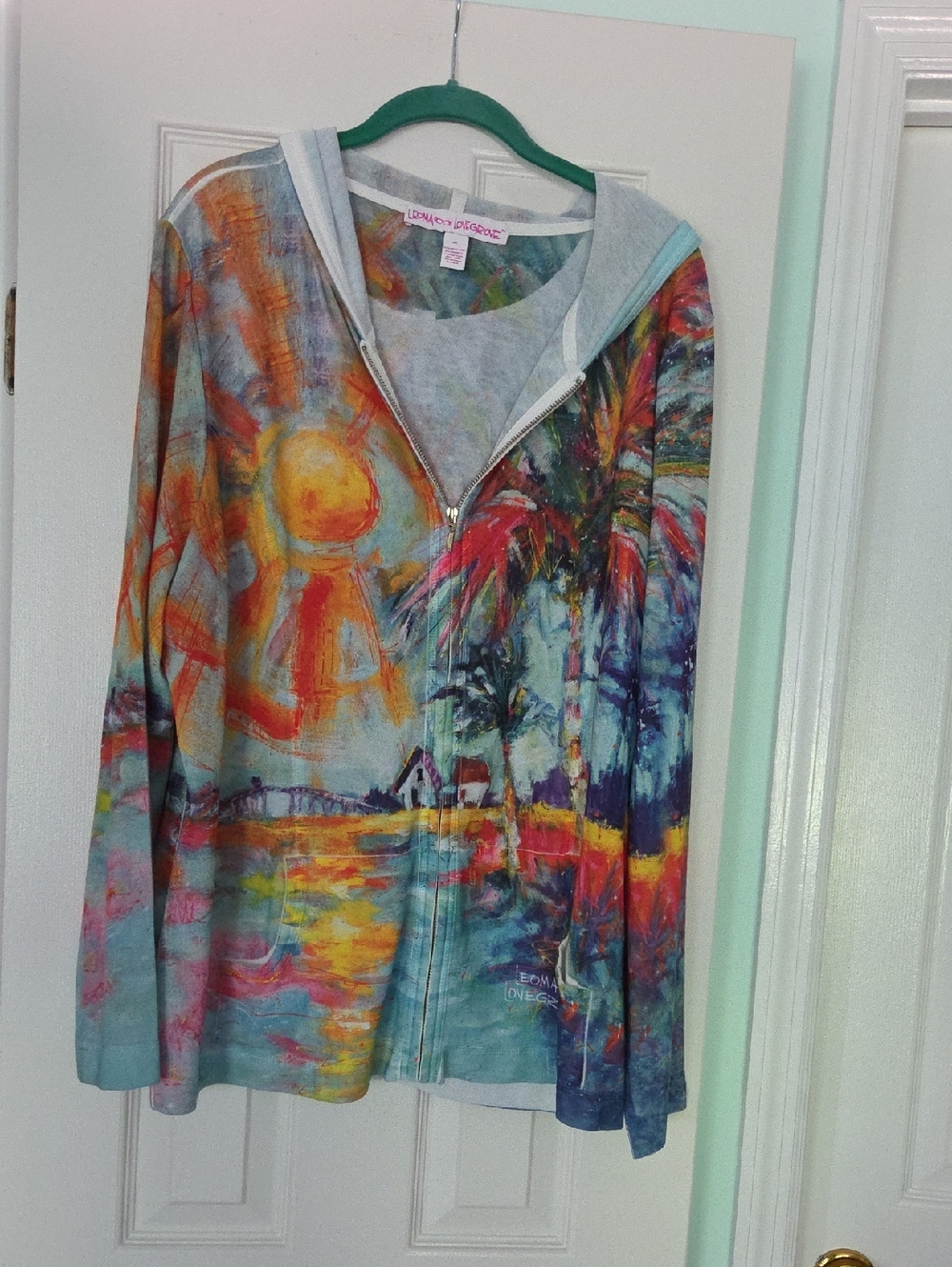 Colorful Sunset Print Zip-Up Hoodie Jacket